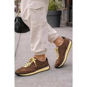 ZARA NWOT Brown Suede Nylon Travel Sneakers Retro Runner Shoes Women - 8/8.5/39